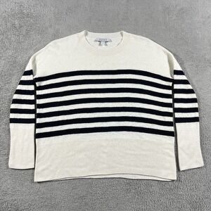 AYR Sweater Womens XS White Black Merino Wool Viscose Blend Sweatshirt Striped